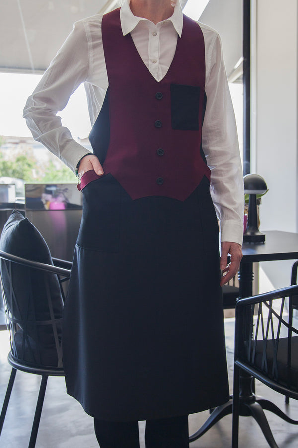 Grembiule da Sommelier bicolore-unisex con allacciatura con bottoni dietro al collo (G15TPOL)