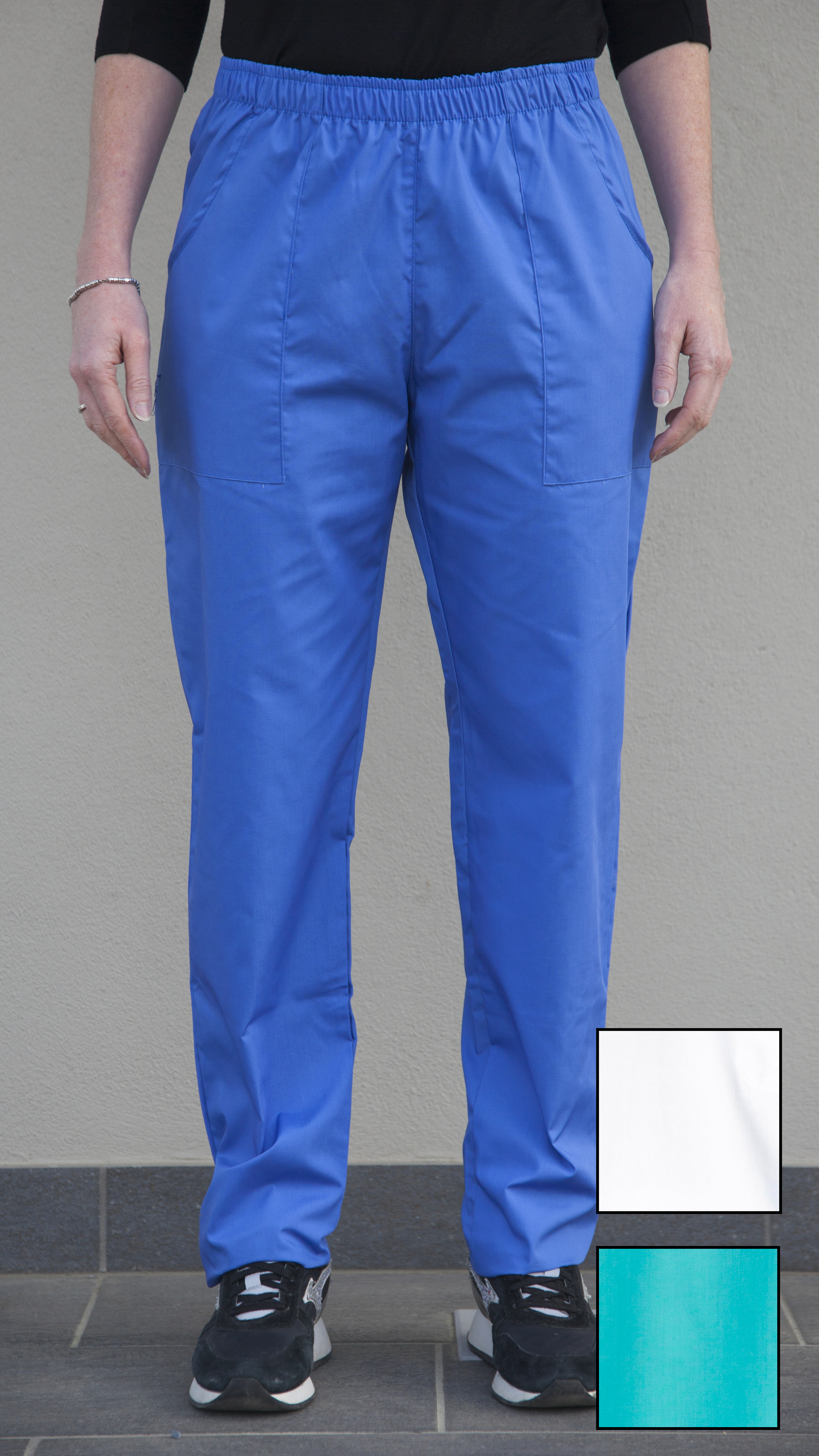 Pantaloni sanitari unisex in tessuto leggero (colori Bianco, Verde Acqua e Blu Lavanda)