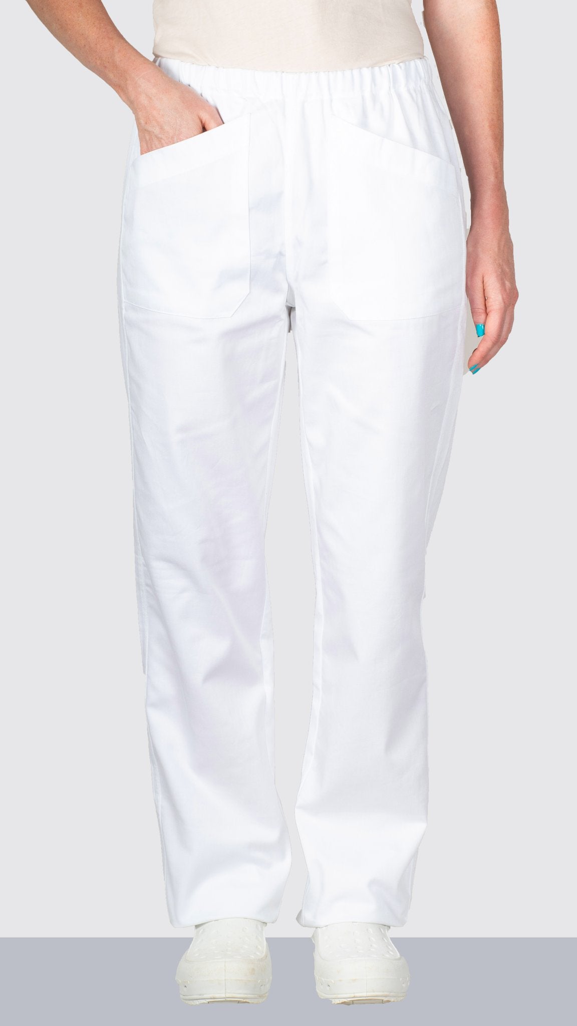 Pantaloni sanitari unisex in tessuto leggero (colori Bianco, Verde Acqua e Blu Lavanda)